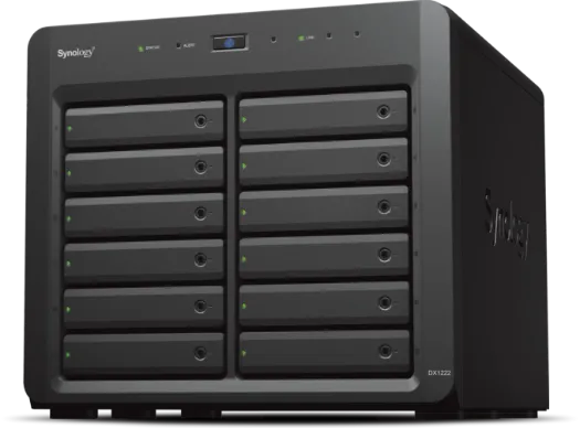 Synology DX1222, HDD/SSD enclosure, 2.5/3.5", Serial ATA, Serial ATA II, Serial ATA III, Hot-swap, Black
