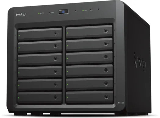 Synology DX1222, HDD/SSD enclosure, 2.5/3.5", Serial ATA, Serial ATA II, Serial ATA III, Hot-swap, Black