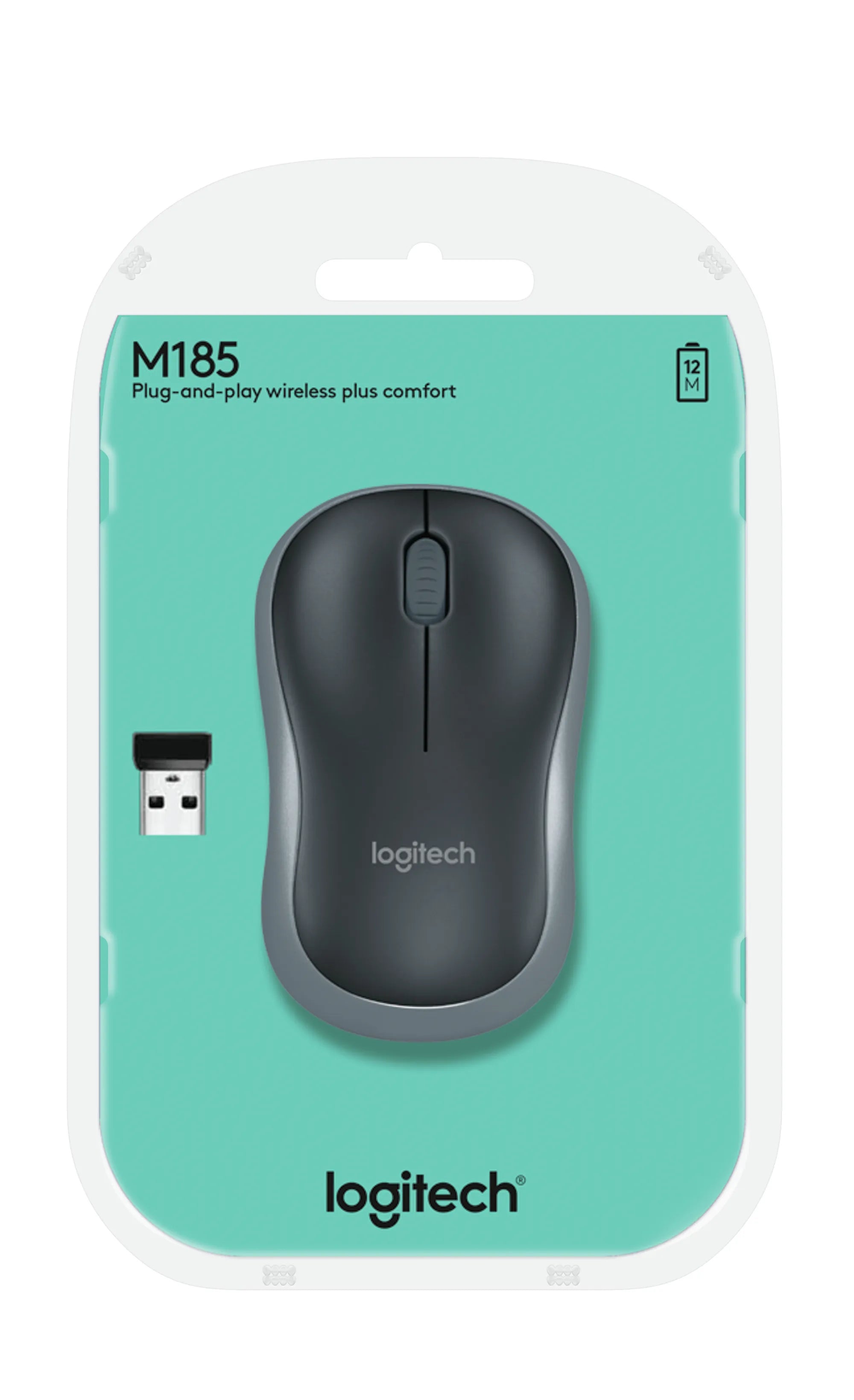 Logitech LGT-M185G, Ambidextrous, Optical, RF Wireless, 1000 DPI, Grey