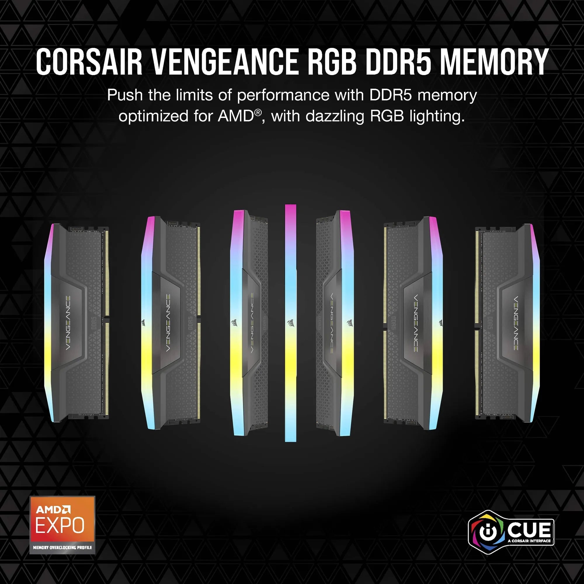 Corsair Vengeance RGB CMH32GX5M2E6000Z36, 32 GB, 2 x 16 GB, DDR5, 6000 MHz, 288-pin DIMM