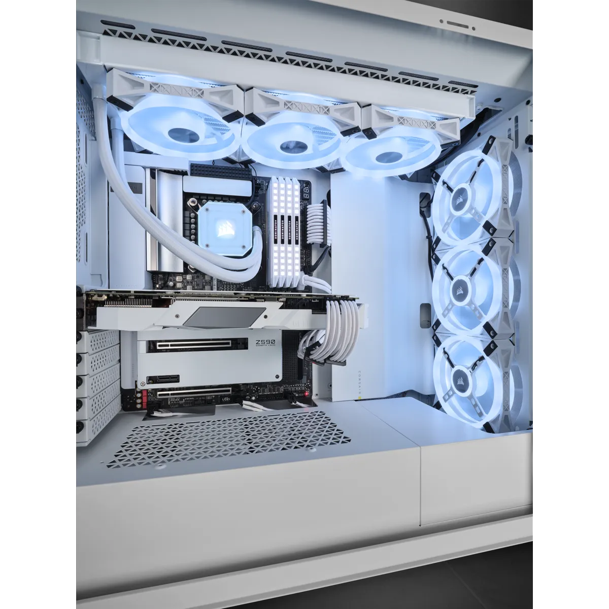 Corsair 5000X RGB QL Edition, Midi Tower, PC, White, ATX, EATX, micro ATX, Mini-ITX, Plastic, Steel, Tempered glass, Gaming