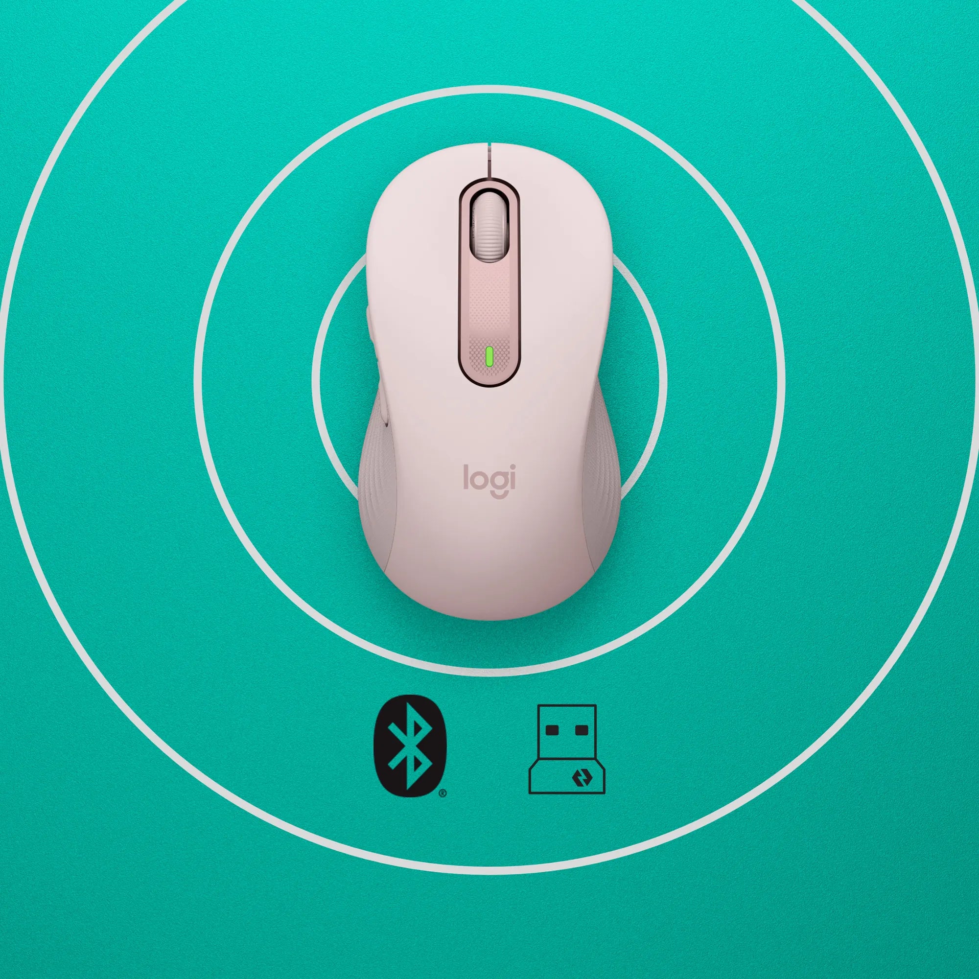 Logitech Signature M650 Wireless Mouse, Right-hand, Optical, RF Wireless + Bluetooth, 2000 DPI, Pink