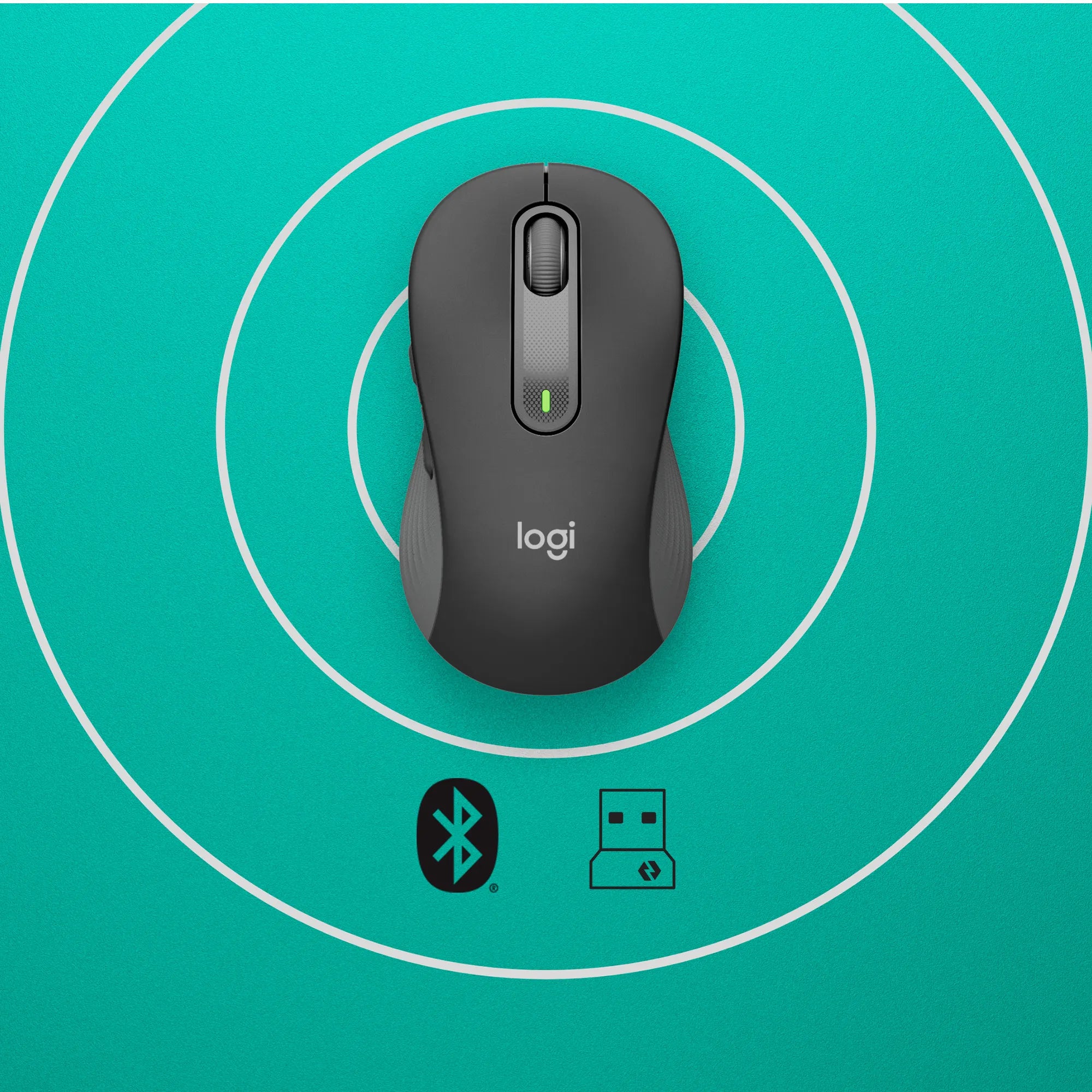 Logitech Signature M650 Wireless Mouse, Right-hand, Optical, RF Wireless + Bluetooth, 2000 DPI, Graphite