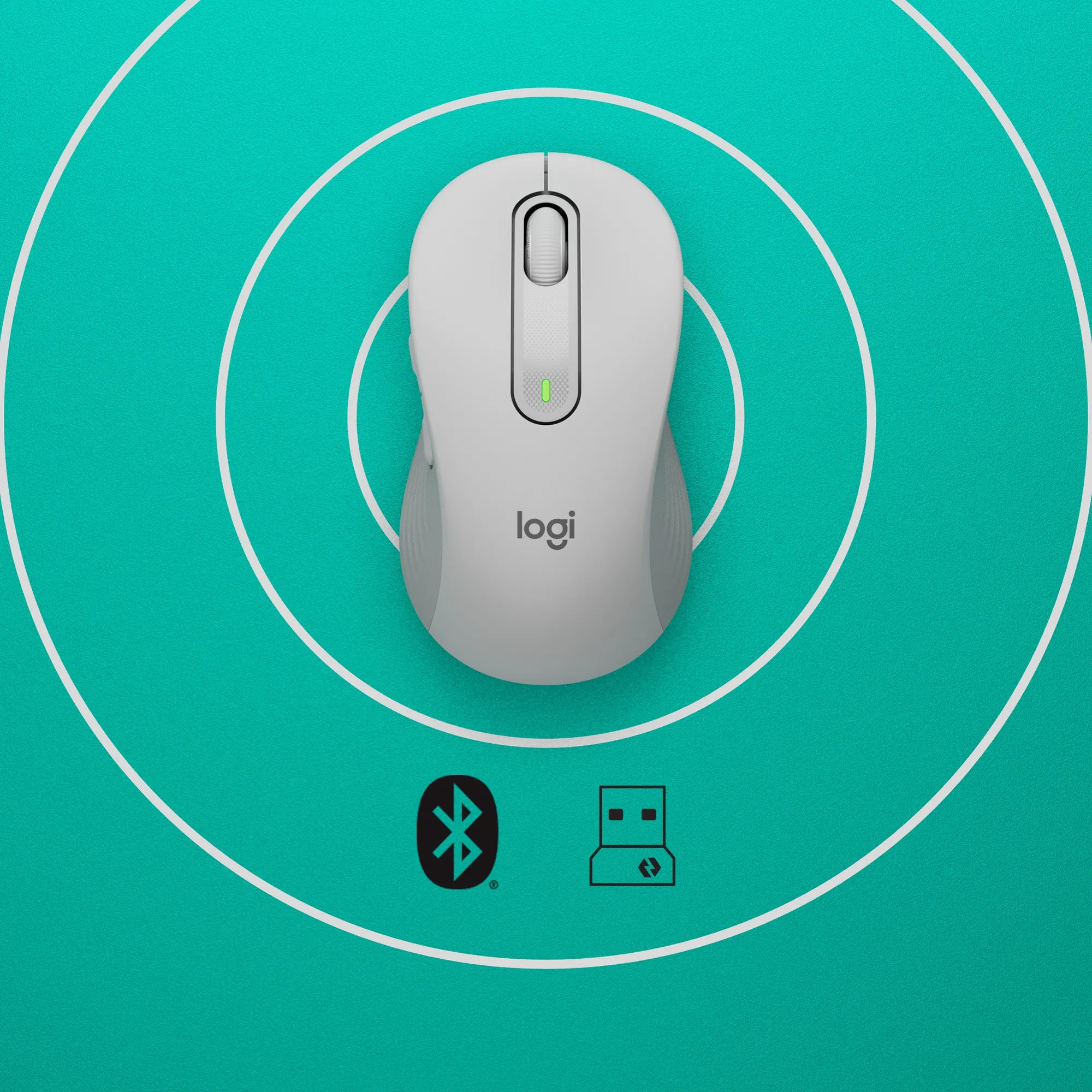 Logitech Signature M650 Wireless Mouse, Right-hand, Optical, RF Wireless + Bluetooth, 2000 DPI, White