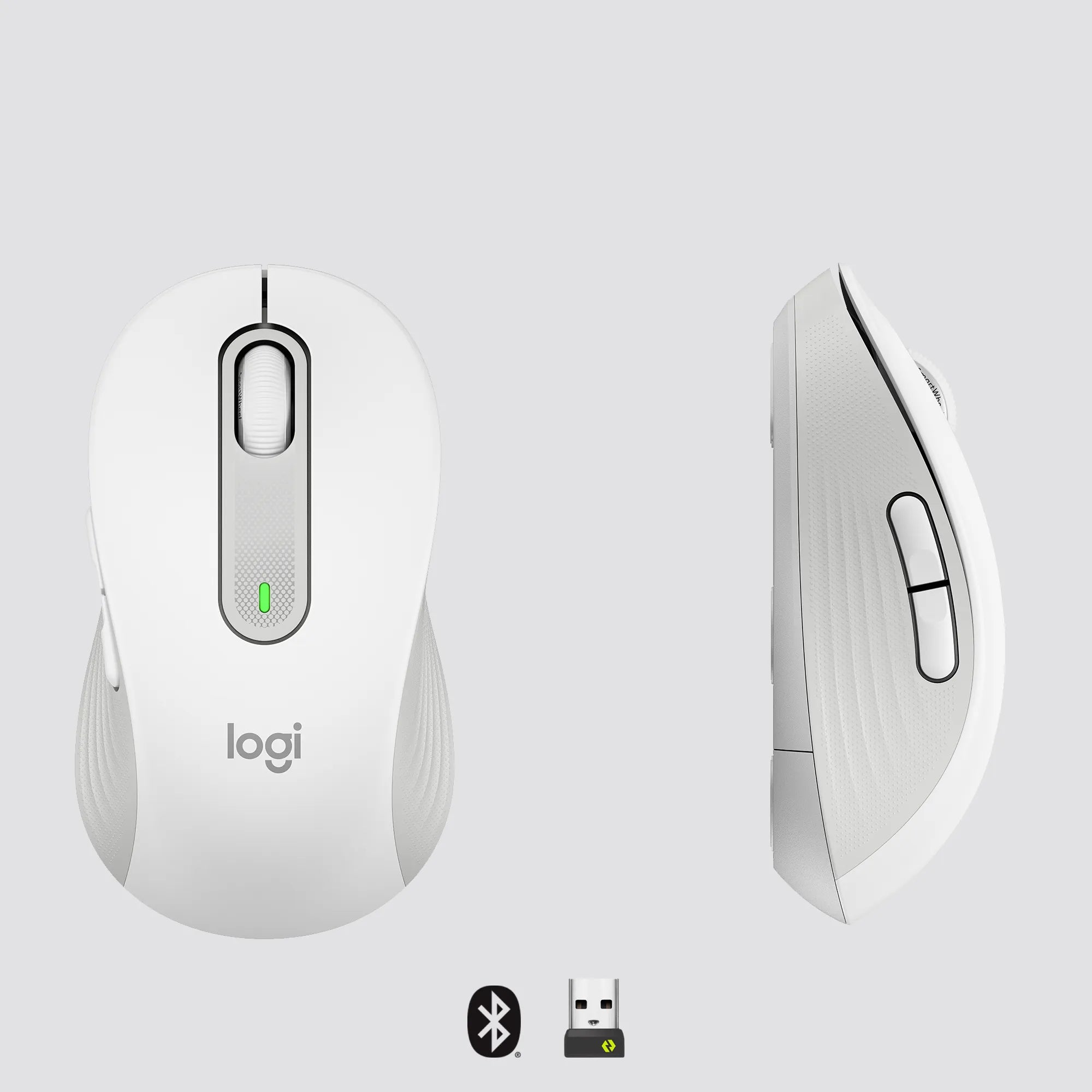 Logitech Signature M650 Wireless Mouse, Right-hand, Optical, RF Wireless + Bluetooth, 2000 DPI, White