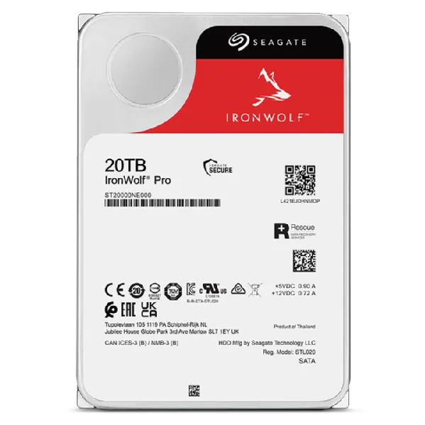 Seagate IronWolf Pro ST20000NT001, 20 TB, 7200 RPM, 256 MB, 3.5"