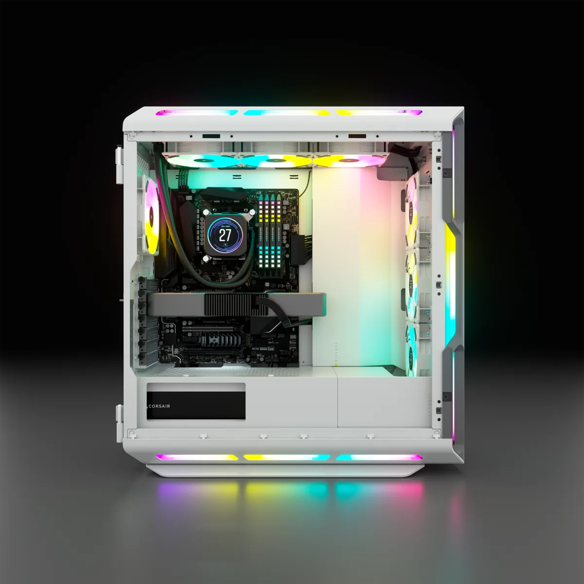 Corsair iCUE 5000T RGB, Midi Tower, PC, White, ATX, EATX, micro ATX, Gaming, Multi