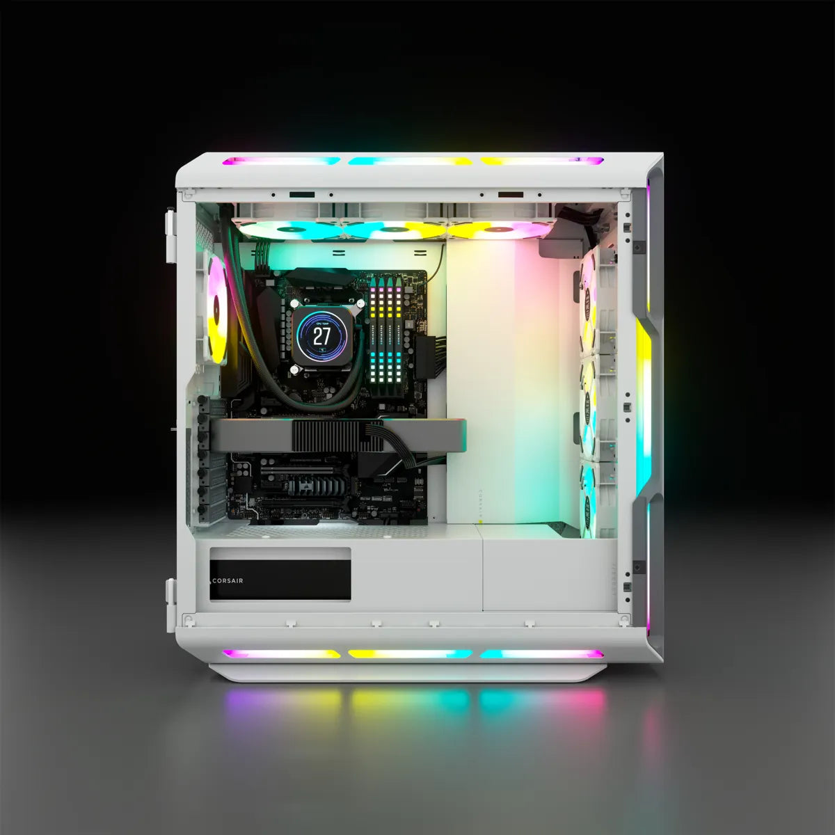 Corsair iCUE 5000T RGB, Midi Tower, PC, White, ATX, EATX, micro ATX, Gaming, Multi