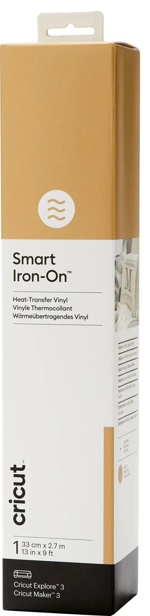 Cricut 2008685, Heat transfer vinyl roll, Gold, Monochromatic, Glossy, Machine wash, Cricut Maker 3 Cricut Explore 3