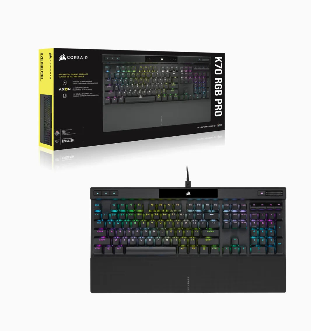 Corsair K70 RGB PRO, Full-size (100%), USB, Mechanical, QWERTY, RGB LED, Black