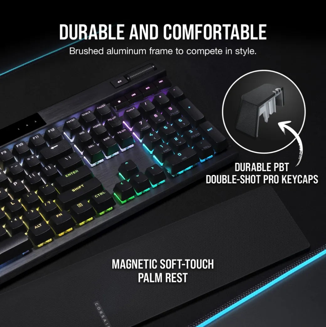 Corsair K70 RGB PRO, Full-size (100%), USB, Mechanical, QWERTY, RGB LED, Black