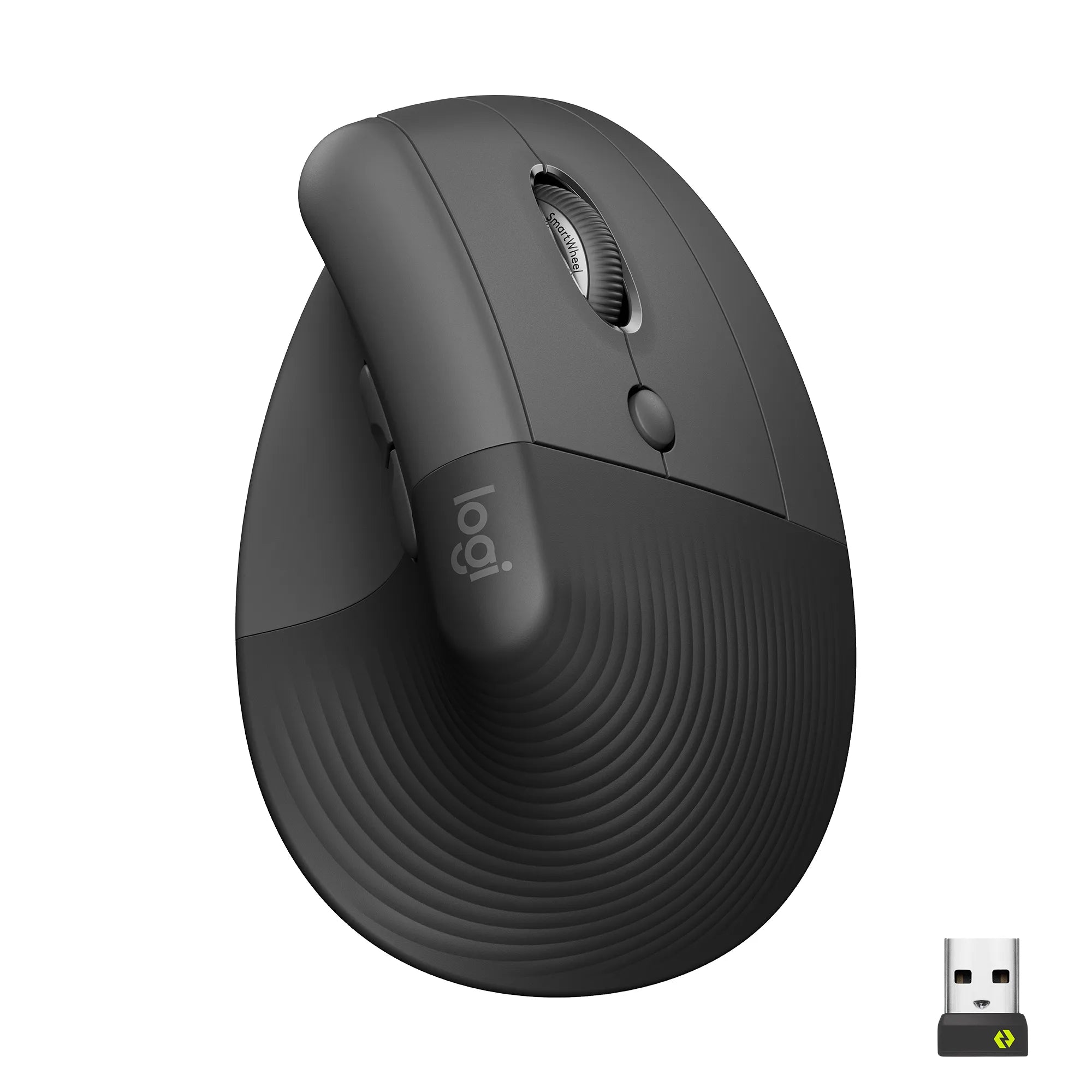 Logitech Lift Vertical Ergonomic Mouse, Right-hand, Vertical design, Optical, RF Wireless + Bluetooth, 4000 DPI, Graphite