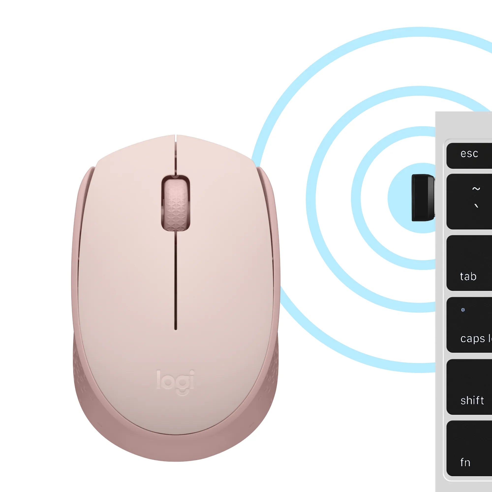 Logitech M171, Ambidextrous, Optical, RF Wireless, Pink