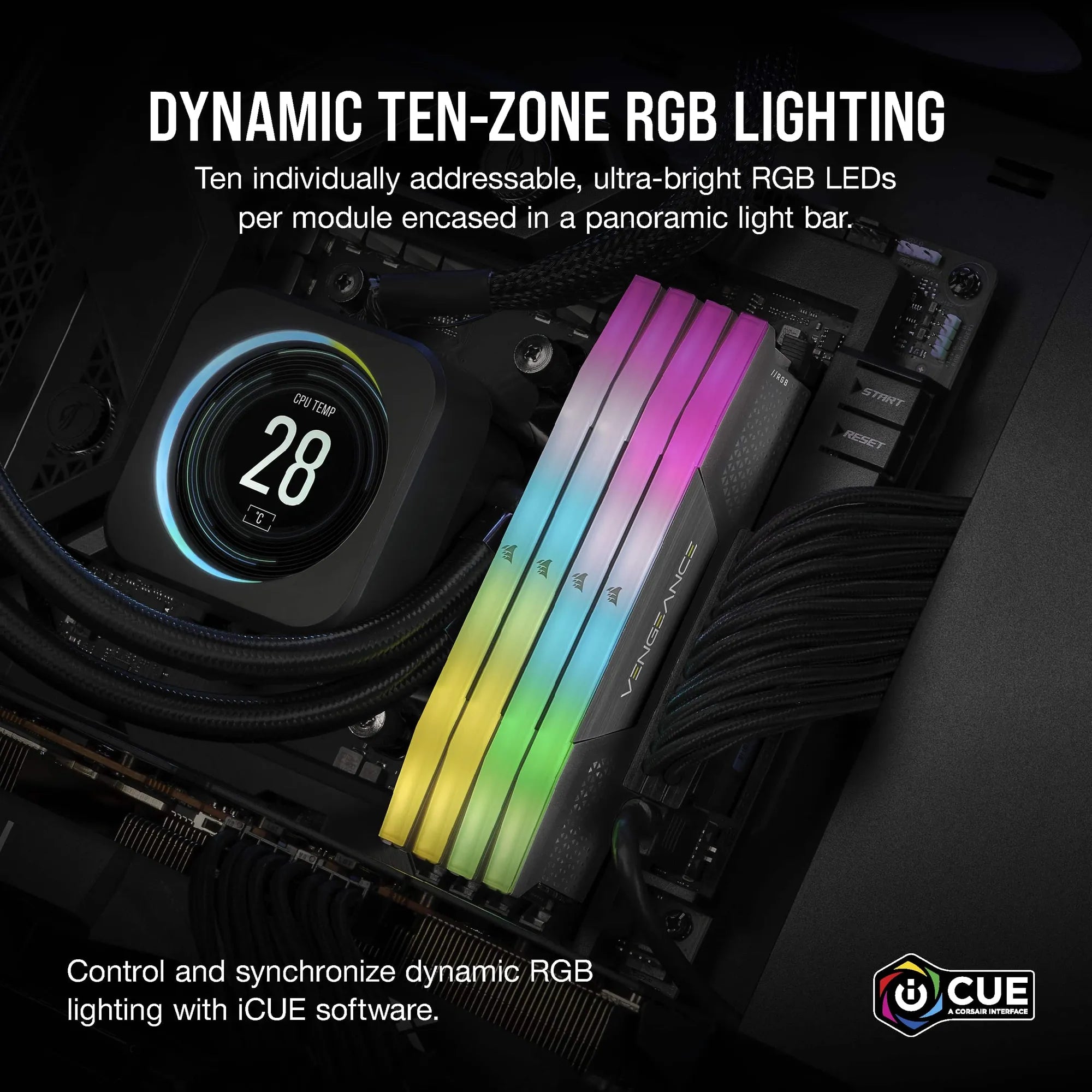 Corsair Vengeance RGB CMH32GX5M2E6000Z36, 32 GB, 2 x 16 GB, DDR5, 6000 MHz, 288-pin DIMM