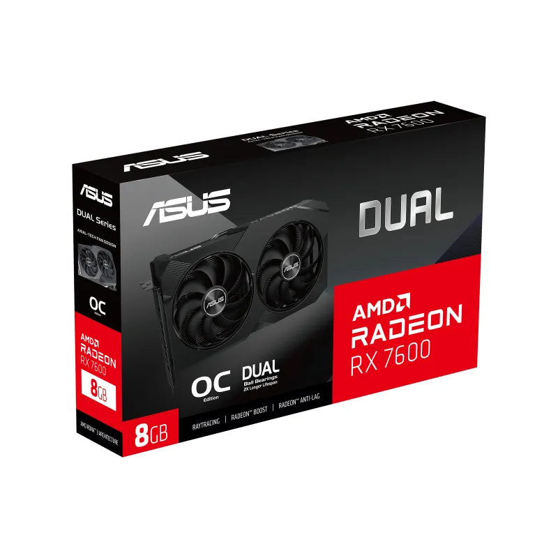 ASUS Dual -RX7600-O8G-V2, Radeon RX 7600, 8 GB, GDDR6, 128 bit, 7680 x 4320 pixels, PCI Express 4.0