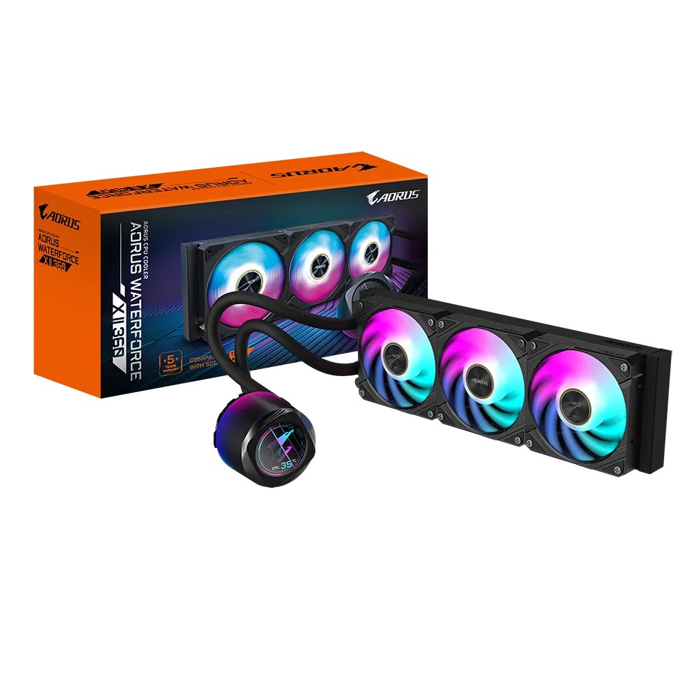 GIGABYTE AORUS WATERFORCE X II 360 360mm cooler; Intel 115x;1200;1700;1851 / AMD TR4; AM5; AM4; sTR5