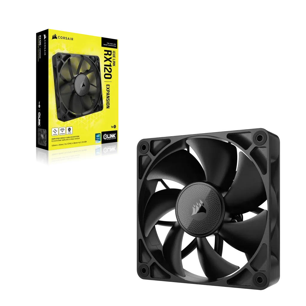Corsair iCUE LINK RX120, Fan, 12 cm, 400 RPM, 2100 RPM, 36 dB, 74.2 cfm