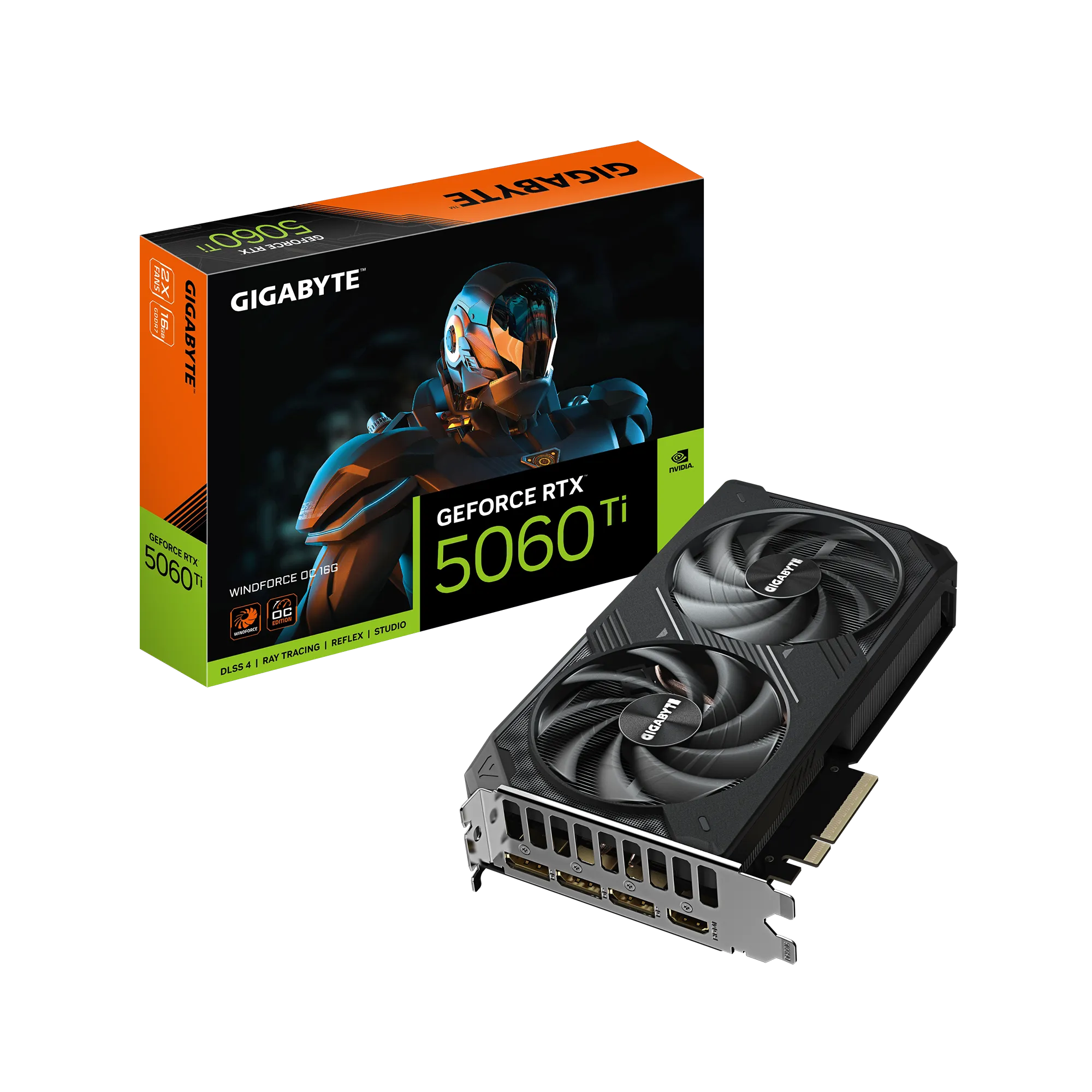 GIGABYTE GeForce RTX 5060 Ti WINDFORCE OC 16G Graphics Card - 16GB GDDR7, 128bit, PCI-E 5.0, 2587MHz Core Clock, 3 x DisplayPort, 1 x HDMI, GV-N506TWF2OC-16GD, GeForce RTX 5060 Ti, 16 GB, GDDR7, 128 bit, 7680 x 4320 pixels, PCI Express x16 5.0