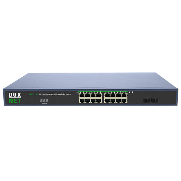 DuxNet 18-Port Unmanaged Gigabit PoE+ Switch