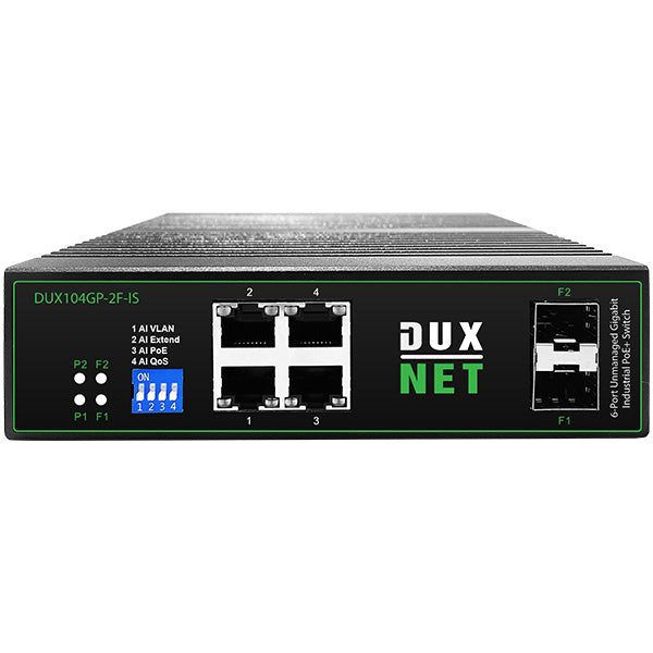 DuxNet 6-Port Gigabit Unmanaged Industrial PoE Switch