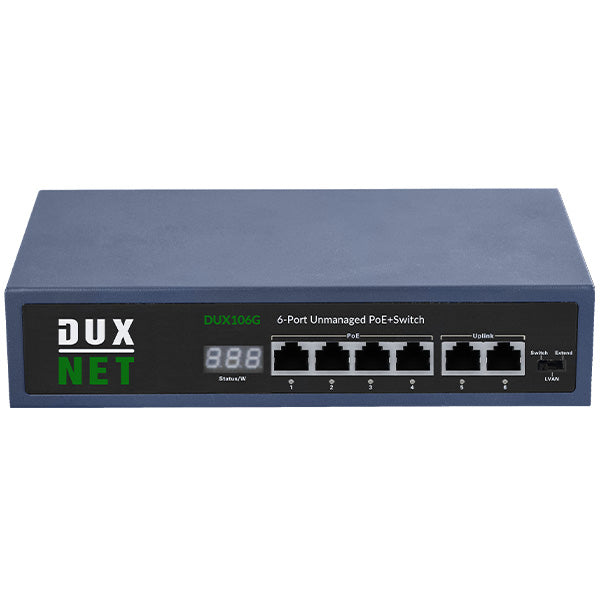 DuxNet 6-Port Unmanaged Gigabit PoE+ Switch