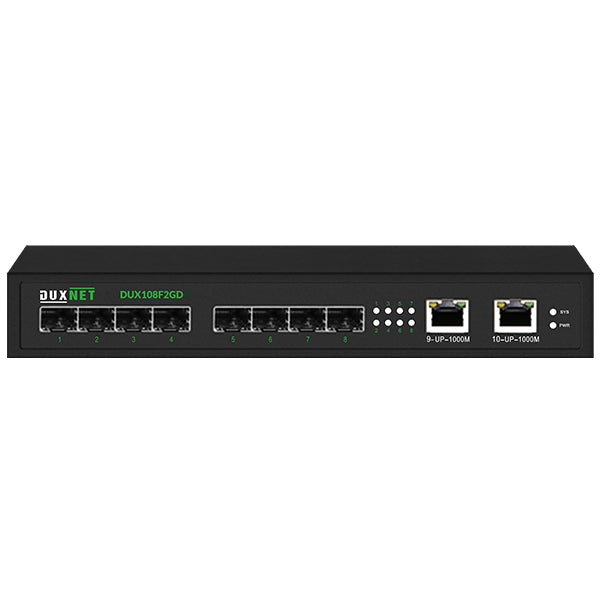 DuxNet 10-Port Unmanaged Gigabit Desktop Switch with 8 SFP Ports