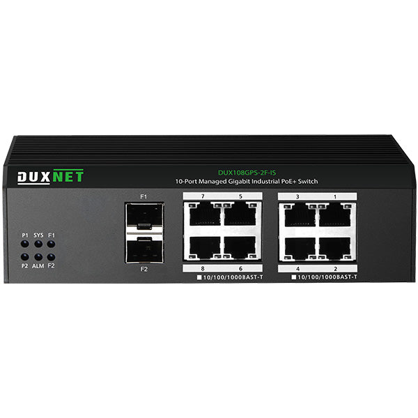 DuxNet 10-Port Gigabit Layer 2 Managed Industrial PoE Switch