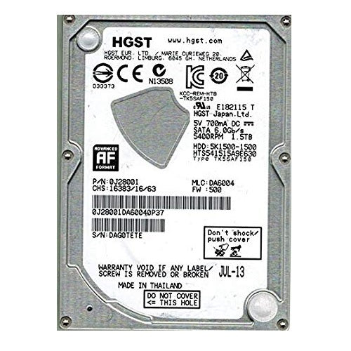 1.5TB, HGST Travelstar 5K1500, 2.5", 5400 RPM, 9.5mm HDD