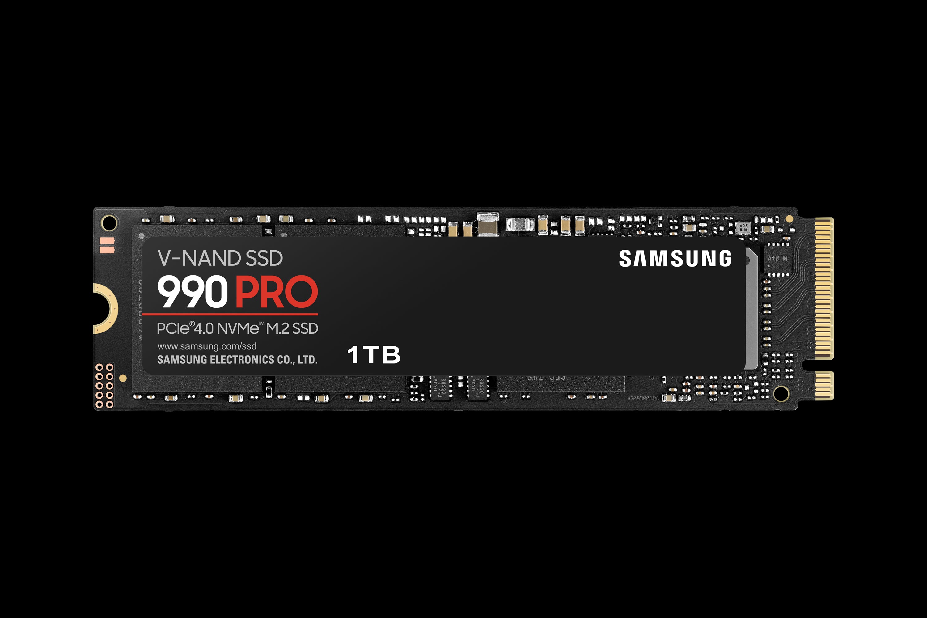 SAMSUNG 990 PRO 1 TB NVMe SSD - Read Speed up to 7450 MB/s  Write Speed to up 6900 MB/s  Random Read up to 1200000 IOPS  Random Write up to 1550000 IOPS/PCIe 4.0 x4  NVMe 2.0/  V-Nand 3bit MLC/ In-house controller/ 1GB Low Power DDR4  600TBW