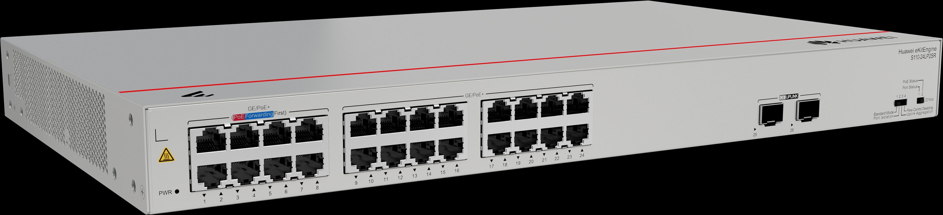S110-24LP2SR 24*10/100/1000BASE-T ports 2*GE SFP ports PoE+ AC power