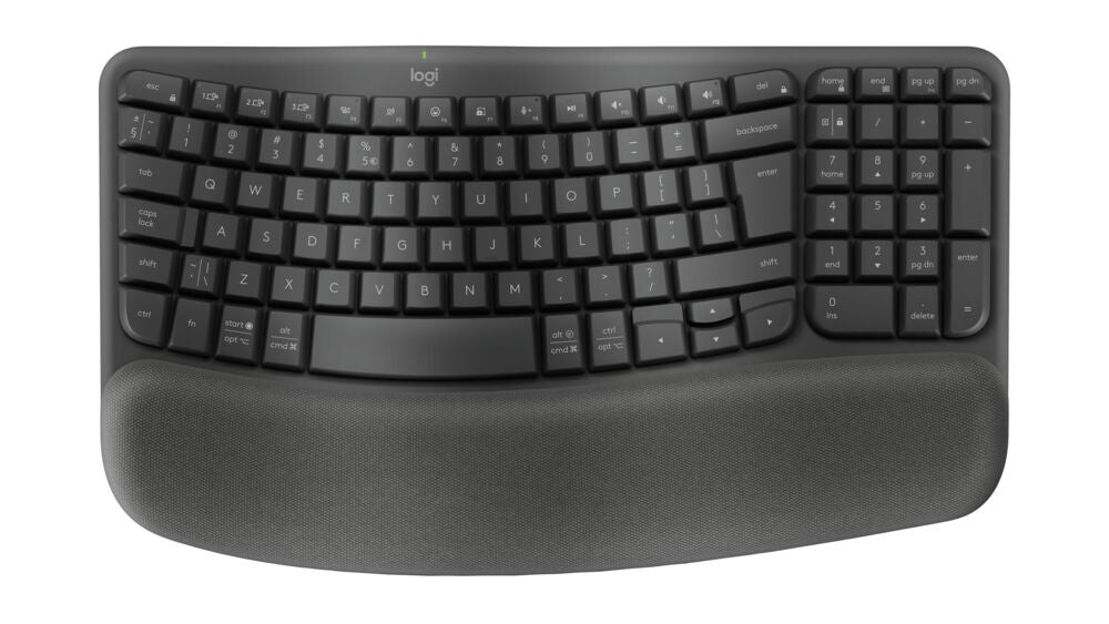 Logitech Wave Keys - Wireless Ergonomic Keyboard - Bluetooth - Intergrated Palm rest - Graphite