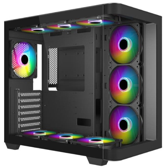 MECER Graphite Curved Gaming ATX Case W/3 +1 ARGB Fan (PSU Excluded).