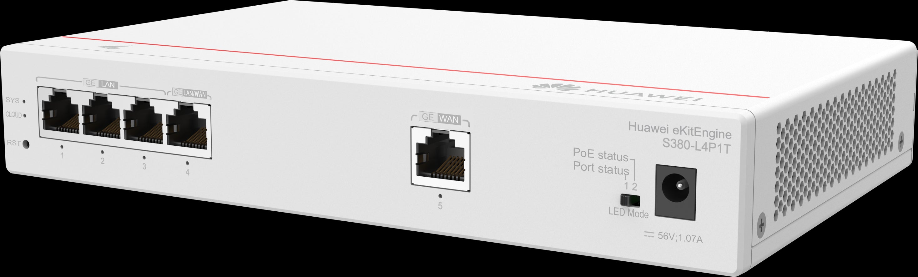 S380 L4P1T 1*GE WAN 4*GE LAN(PoE+ 50W) up to 150 users forwarding performance 2Gbps