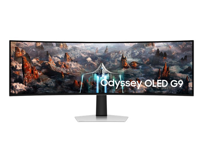 SAMSUNG 49 inches  Dual QHD (5120 x 1440)  240Hz  0.03ms (GtG)  VESA DisplayHDR True Black 400  OLED  32:9  HDMI 2.1  Micro HDMI  Display Port  USB-C Upstream and Downstream Ports  AMD FreeSync  Ergonomic stand