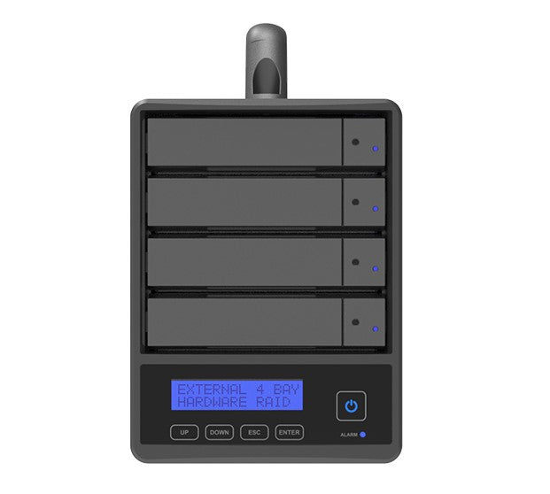 4-Bay STARDOM SohoRAID SR4-Series, USB 3.2 Gen1, Touch Button On/Off, RAID Setting, Hardware RAID 0/5/JBOD, Hot-Swap Disk Tray w/Lock, LED Disk Status, Plug & Play, Aluminum Chassis Mobile External RAID Storage