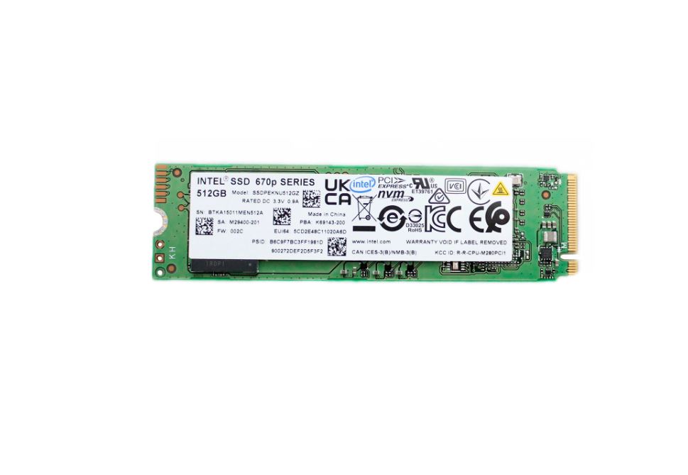 512GB Intel, 670p Series, M.2 2280, PCIe, NVMe, 3.0x4, 3gbps Rd, 1.6Gbps Wr Speed SSD