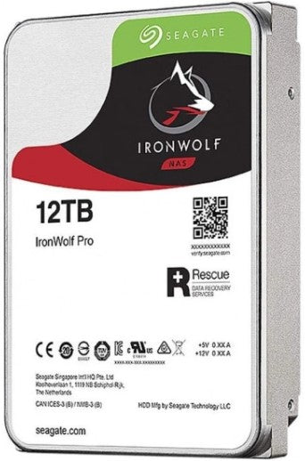 12TB Seagate Ironwolf Pro NAS, 3.5", Internal, SATA 6GB/s, 7200RPM, 256MB Cache, HDD