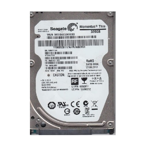 320GB Seagate Momentus Thin 7mm 2.5" SATA 3Gb/s 5400rpm 16MB Notebook HD 