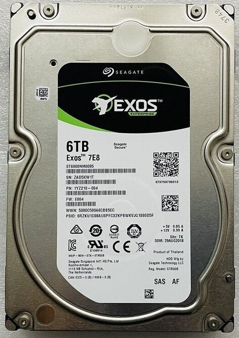 6TB Seagate Enterprise 3.5'' HDD 7200 RPM 512e SAS 12Gb/s 256MB