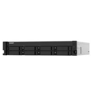 2U 8-Bay QNAP Short Depth 12" Rackmount NAS, Intel® Celeron® N5095 Quad-Core, 8GB Onboard Not Expandable, 8 x 3.5"/2.5" SATA 6Gbs Drive Bays, 2 x 2.5GbE, 1 x HDMI 1.4b, 1 x PCIe Gen3 x2 slot, 2 x USB 3.2 Gen2 Type-A + 2 x USB 2.0, 1 x 300W PSU