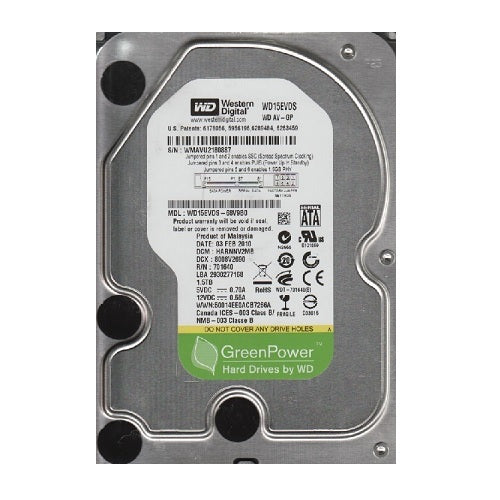 1.5TB Western Digital 3.5" SATA 7200rpm 32MB Internal HD AV-GP 