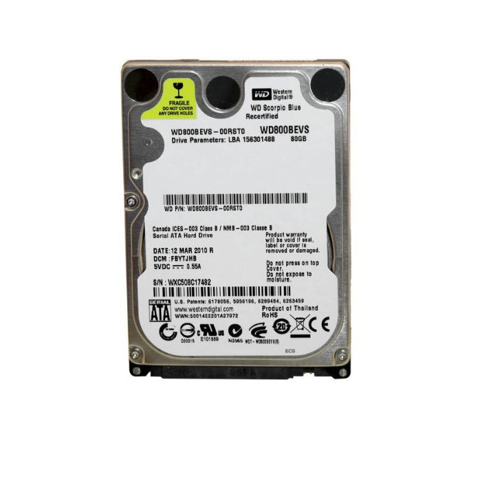 80GB WD 2.5" SATA 5400rpm 8MB Notebook HD