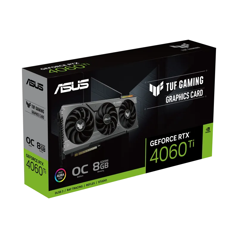 ASUS TUF Gaming TUF-RTX4060TI-O8G-GAMING, GeForce RTX 4060 Ti, 8 GB, GDDR6, 128 bit, 7680 x 4320 pixels, PCI Express 4.0