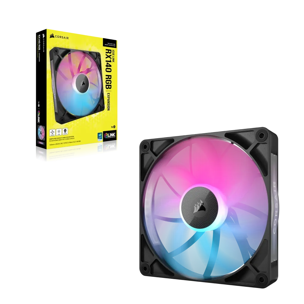 Corsair iCUE LINK RX140 RGB, Fan, 14 cm, 300 RPM, 1700 RPM, 36 dB, 94.7 cfm