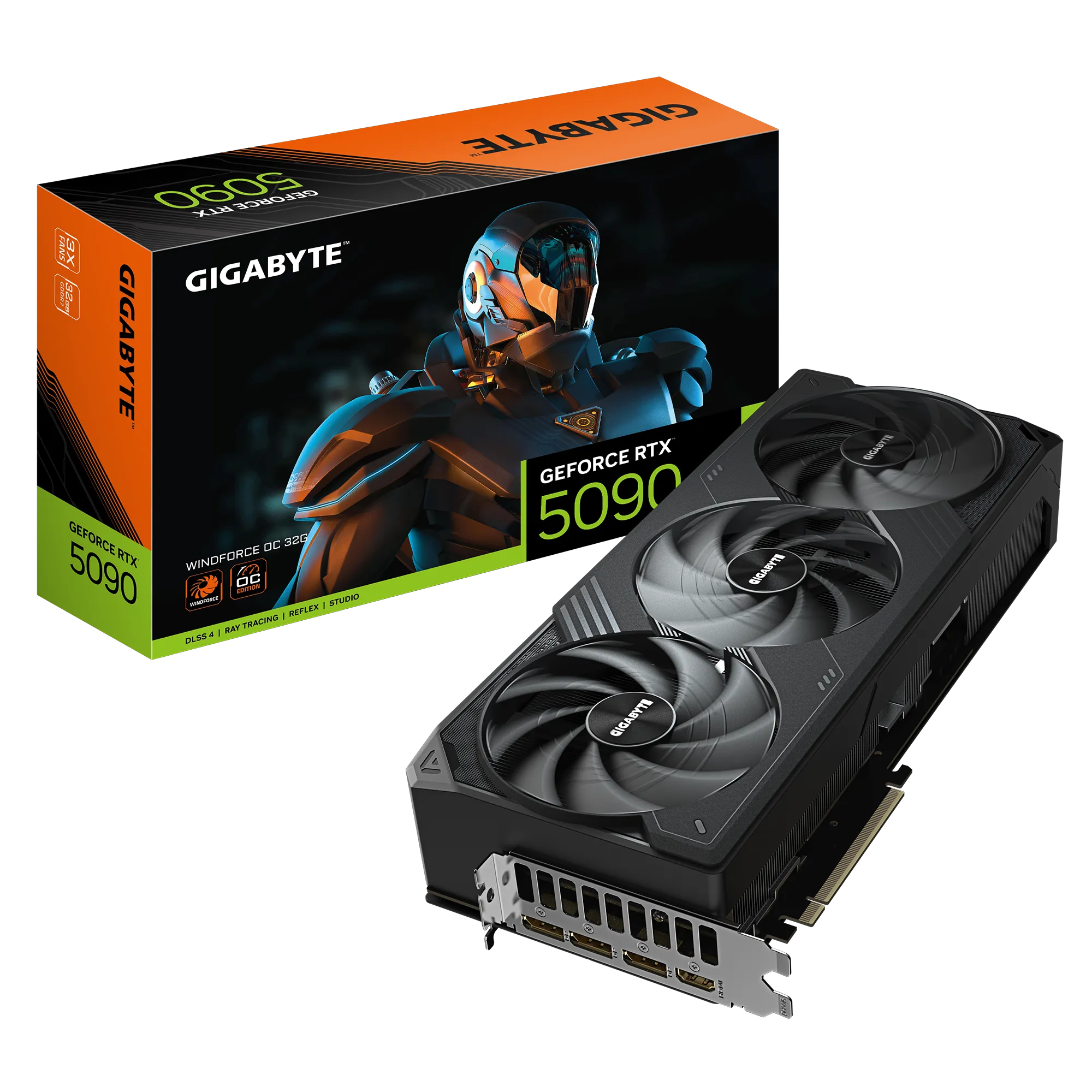 GIGABYTE GeForce RTX 5090 WINDFORCE OC 32G Graphics Card - 32GB GDDR7, 512bit, PCI-E 5.0, 2467MHz Core Clock, 3 x DP 2.1a, 1 x HDMI 2.1b, NVIDIA DLSS 4, GV-N5090WF3OC-32GD, GeForce RTX 5090, 32 GB, GDDR7, 512 bit, 7680 x 4320 pixels, PCI Express x16 5.0