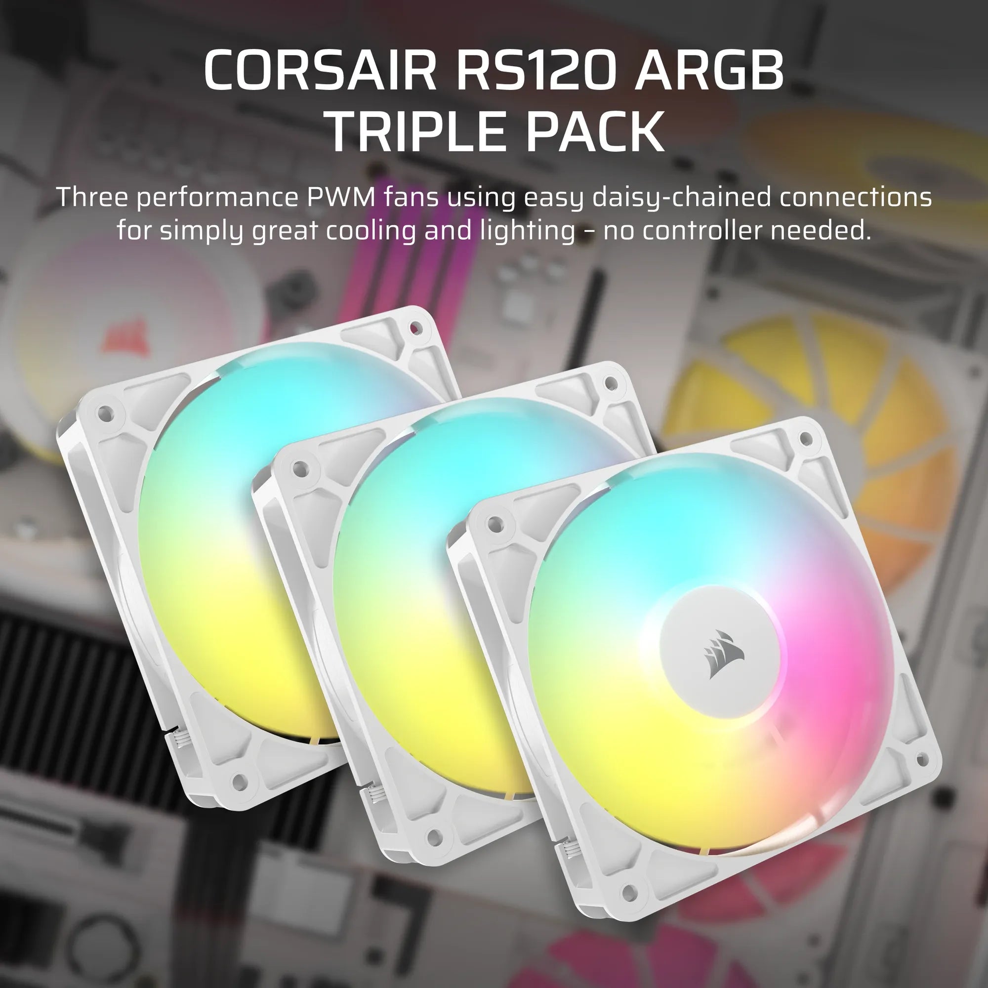 Corsair RS120 ARGB, Fan, 12 cm, 420 RPM, 2100 RPM, 36 dB, 72.8 cfm