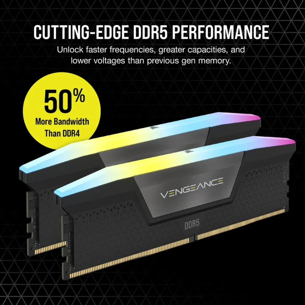 Corsair Vengeance RGB CMH48GX5M2B7200C36, 48 GB, 2 x 24 GB, DDR5, 7200 MHz, 288-pin DIMM