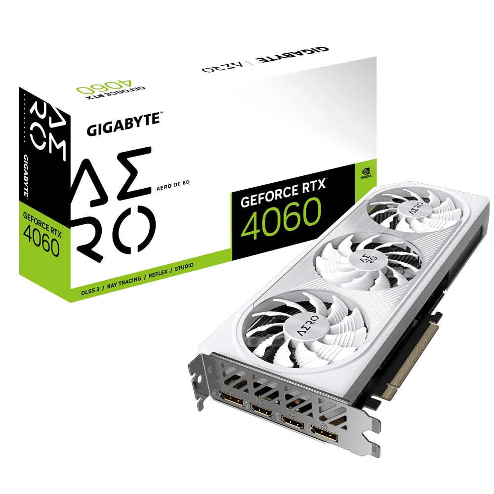 Gigabyte GeForce RTX 4060 AERO OC 8G, GeForce RTX 4060, 8 GB, GDDR6, 128 bit, 7680 x 4320 pixels, PCI Express 4.0