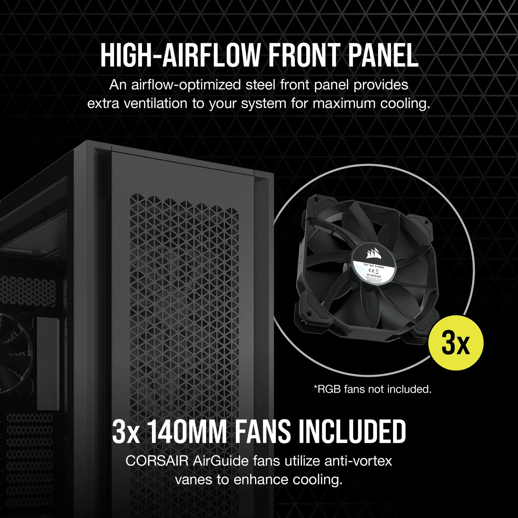 Corsair 7000D Airflow, Full Tower, PC, Black, ATX, EATX, micro ATX, Mini-ITX, Plastic, Steel, Tempered glass, Gaming