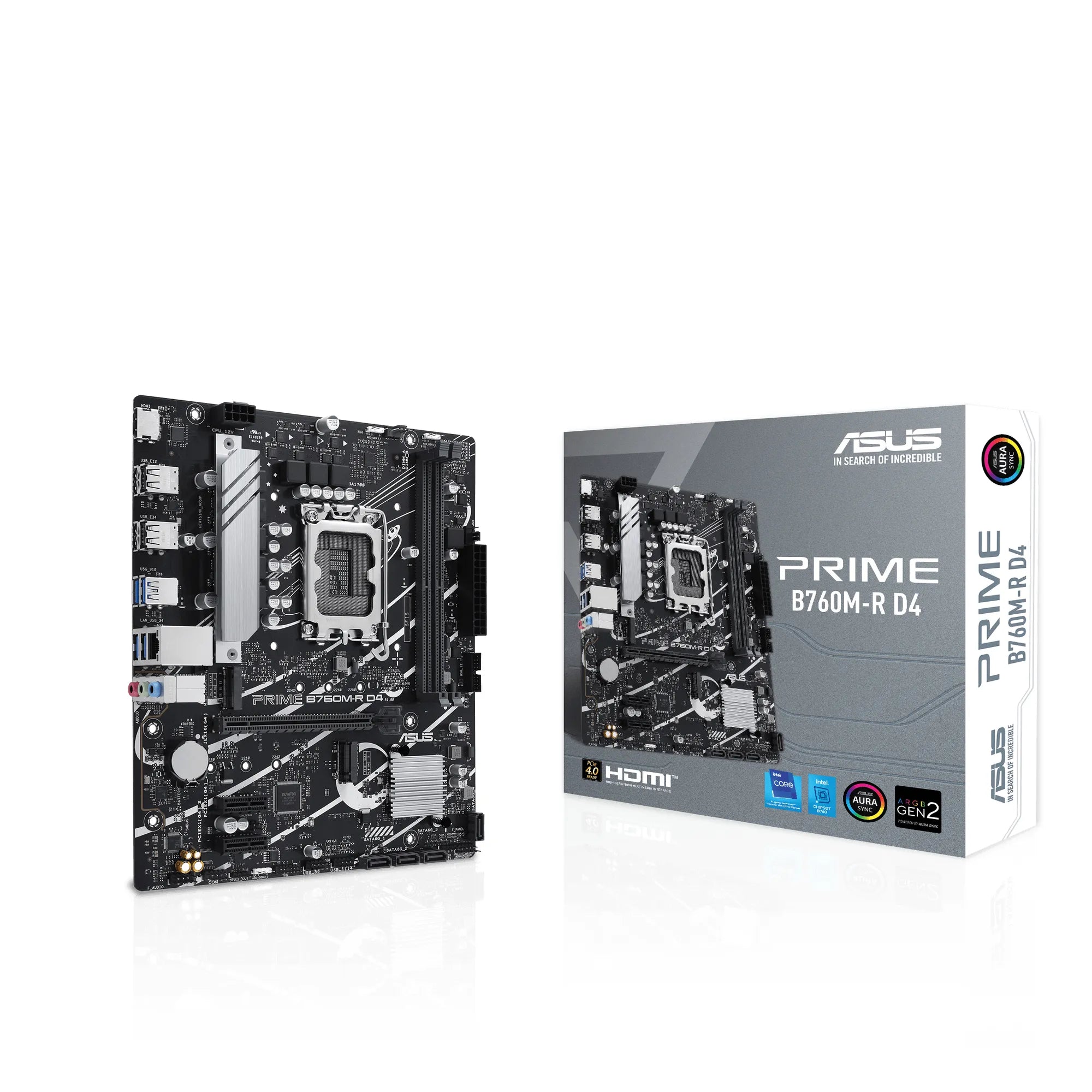 ASUS PRIME B760M-R D4, Intel, LGA 1700, Intel Core i9 14th Gen, Intel Core i3 12th Gen, Intel Core i3 13th Gen, Intel Core i5 12th Gen,..., LGA 1700, DDR4-SDRAM, 64 GB